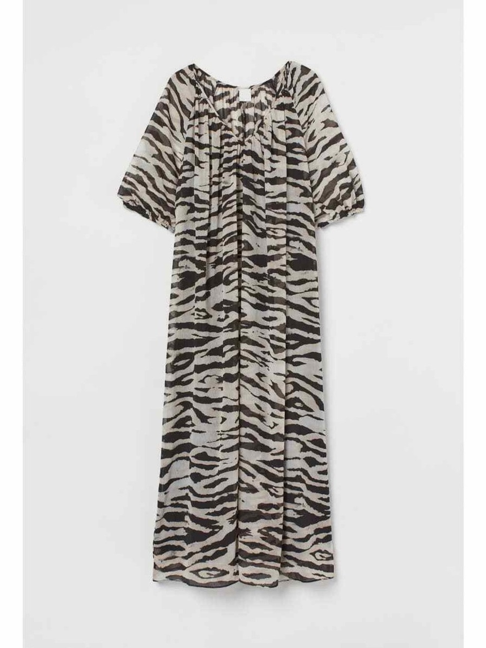 H&M Zebra-Print Sheer Swim Coverup in Black and Cream